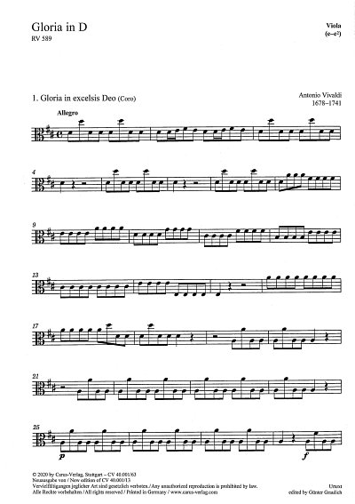 A. Vivaldi: Gloria in D RV 589, 3GesGchOrBc (Vla)