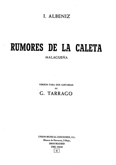 I. Albéniz: Albeniz Rumores De La Caleta Malaguena, Git