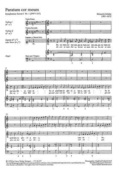 H. Schütz: Paratum cor meum (Bereit ist mein Herze) a-Moll SWV 257 (op. 6, 1) (1629)