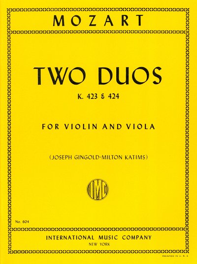 W.A. Mozart: 2 Duetti K 423, 424 (Gingold/Katims) (Bu)