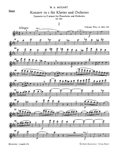 W.A. Mozart: Konzert Nr. 24 c-Moll KV 491, KlavOrch (HARM)