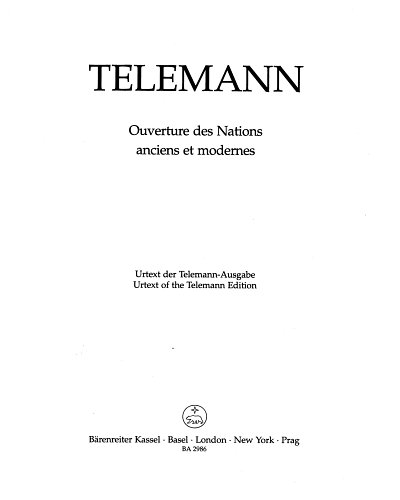 G.P. Telemann: Ouverture des Nations anciens et modernes für Streicher und Basso continuo G-Dur TWV 55:G4