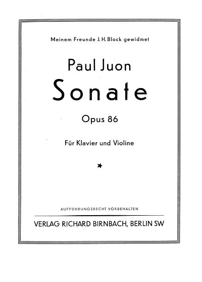 P. Juon: Sonate Op. 86
