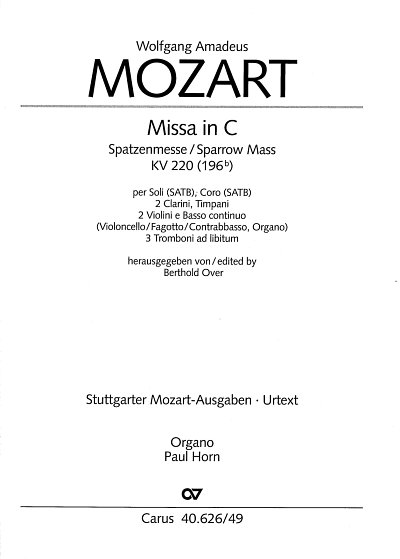 W.A. Mozart: Missa in C KV 220 (196b), 4GesGchOrch (Org)