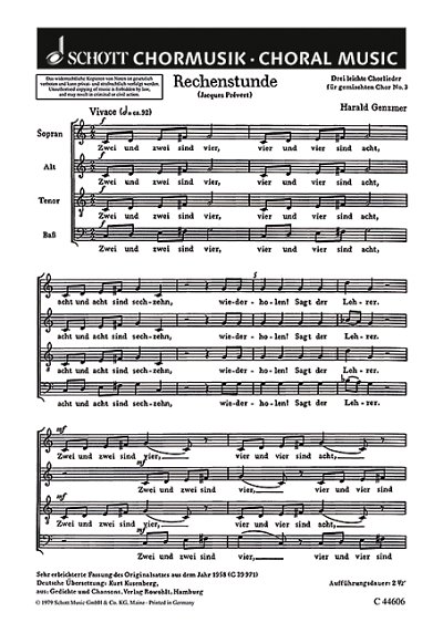 DL: H. Genzmer: Drei leichte Chorlieder, GCh4 (Chpa)