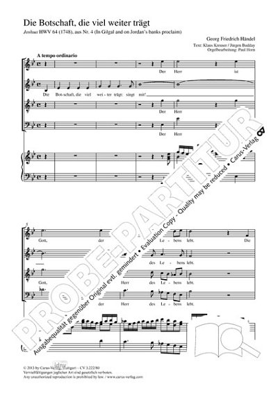 DL: G.F. Händel: Die Botschaft, die viel weiter , GchOrg (Pa
