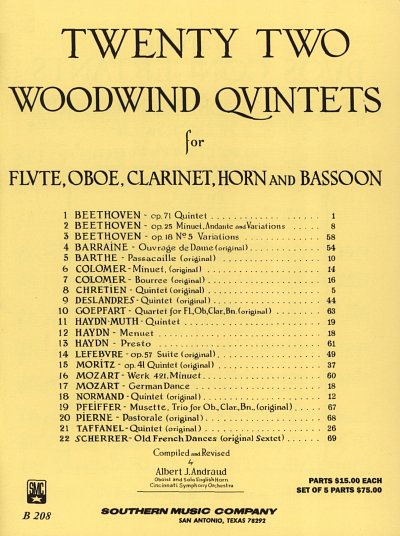 22 Woodwind Quintets - New Edition, 5Hbl (Pa+St)