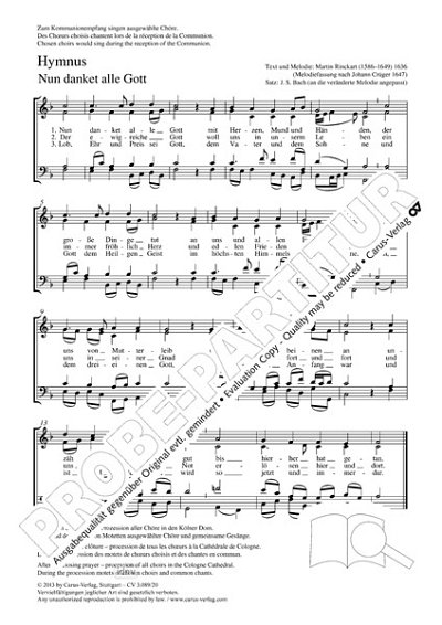 DL: J.S. Bach: Nun danket alle Gott D-Dur BWV 252 (Part.)
