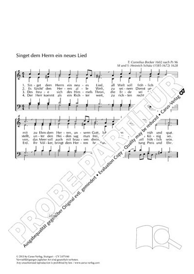 DL: H. Schütz: Singet dem Herrn ein neues Lied a-M, GCh4 (Pa