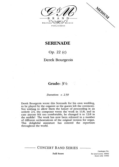 D. Bourgeois: Serenade C-Moll Op 22, Blasorch (Part.)
