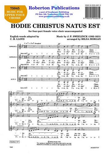 J.P. Sweelinck: Hodie Christus Natus Est (Chpa)