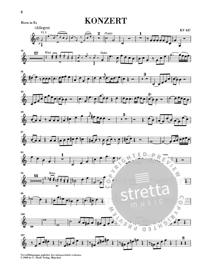 W.A. Mozart: Hornkonzert Nr. 3 Es-dur KV 447, HrnKlav (KASt) (4)