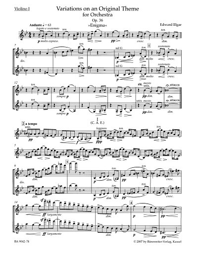 E. Elgar: Variations on an Original Theme op. 3, Sinfo (Vl1)