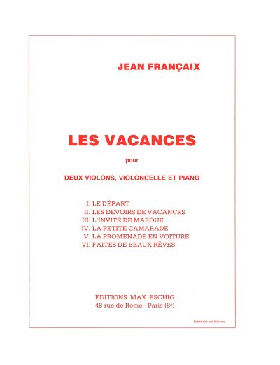 Les Vacances 2 Violons-Violoncelle-Piano Complet (Part.)