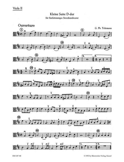 G.P. Telemann: Kleine Suite für Streicher und Basso co (Va1)