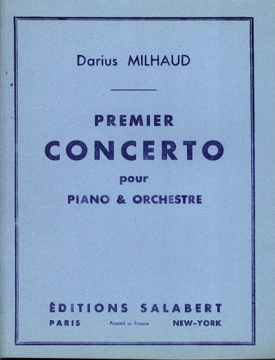 D. Milhaud: Concerto N 1 Piano Poche (Stp)
