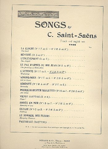 C. Saint-Saëns: L'Attente Vx Moyennes-Piano, GesKlav