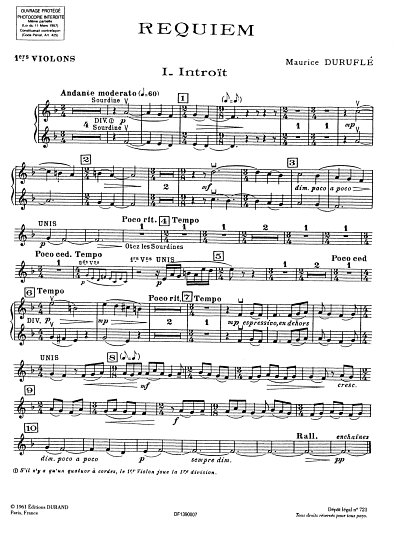 M. Duruflé: Requiem op. 9, GesGchStroOr (Vl1)