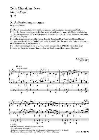 R. Bartmuss: Zehn Charakterstuecke Bd. IV op. 36, Org