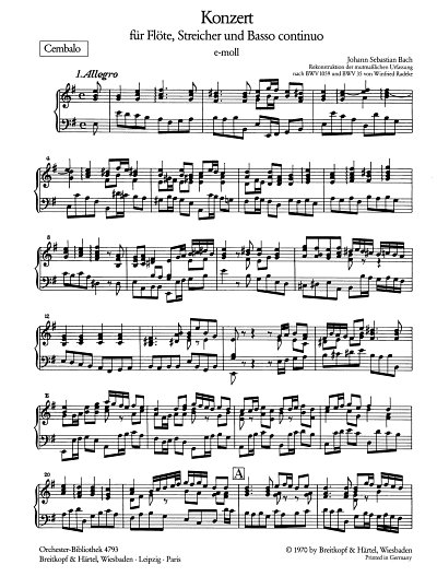 J.S. Bach: Floetenkonzert e-moll BWV 105., Sinfonieorchester