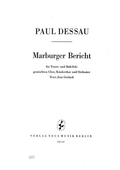 P. Dessau: Marburger Bericht, 2GsKchGchOrc (Part.)