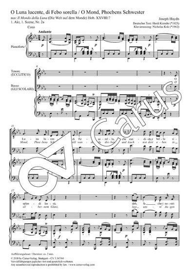 DL: J. Haydn: O Luna lucente, di Febo sorella Es-Dur Hob (Pa
