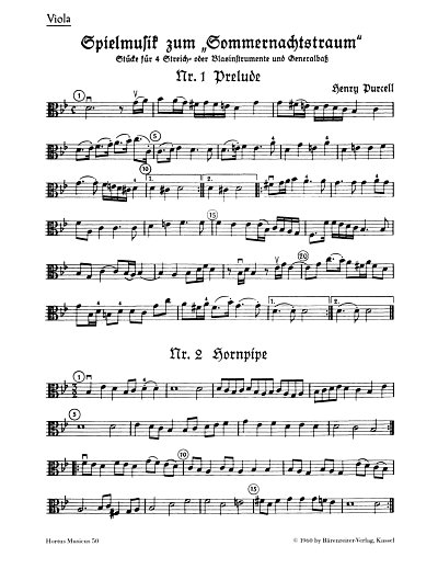 H. Purcell: Spielmusik zum Sommernachtstrau, StroBc;Bl (Vla)