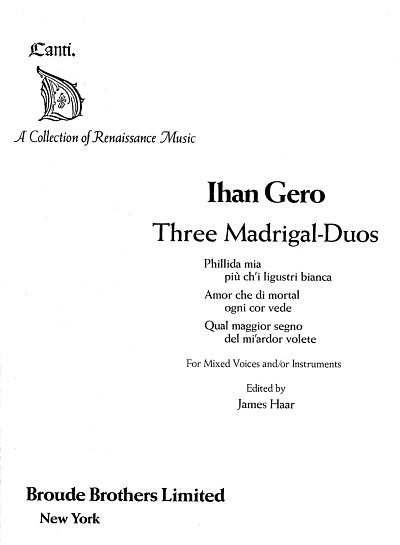 I. Gero: Three Madrigal-Duos, 2Ges/Instr