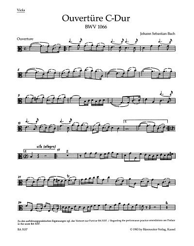 J.S. Bach: Ouvertüre (Orchestersuite) C-Dur BWV, Sinfo (Vla)