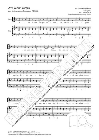DL: M. Haydn: Ave verum corpus F-Dur MH 533 (1792) (Part.)