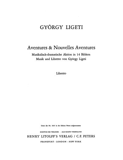 G. Ligeti: Aventures & Nouvelles Aventures