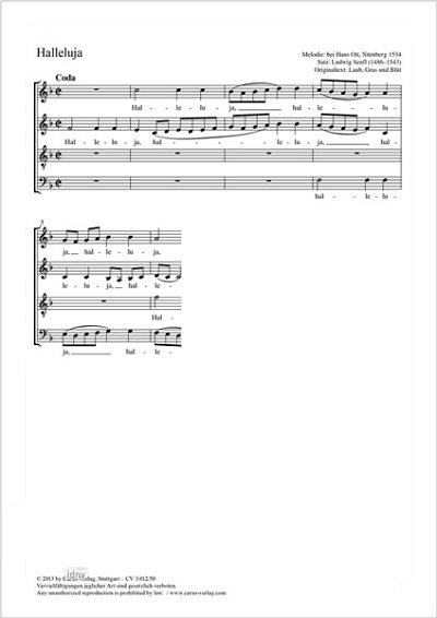 DL: L. Senfl: Halleluja F-Dur, GCh4 (Part.)