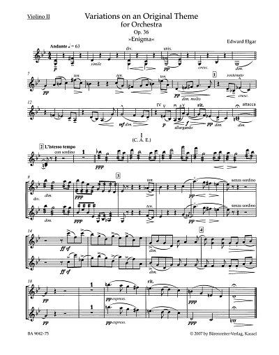 E. Elgar: Variations on an Original Theme op. 3, Sinfo (Vl2)