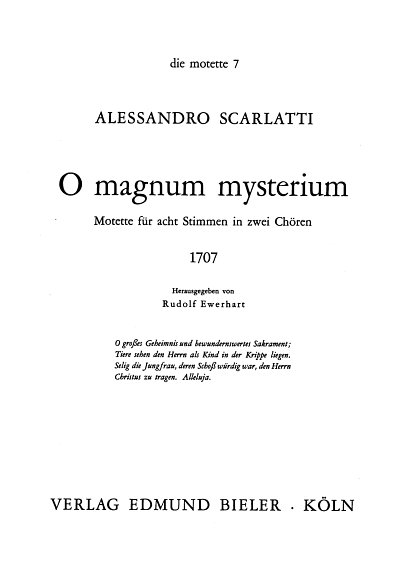 A. Scarlatti: O Magnum Mysterium, Gch8 (Chpa)