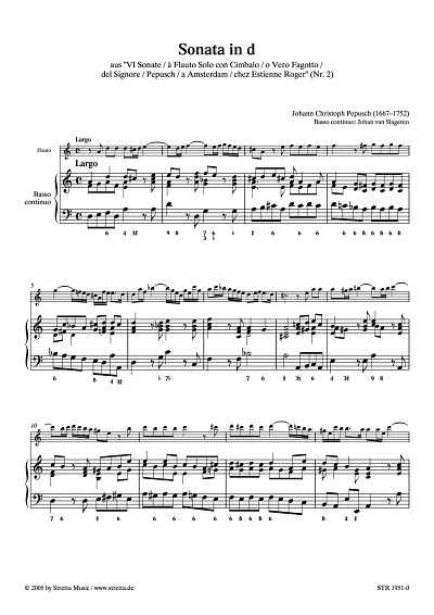 DL: J.C. Pepusch: Sonate d-Moll a Flauto Solo con Cimbalo o 