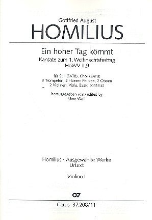 G.A. Homilius: Ein hoher Tag kömmt, 4GesGchOrch (Vl1)