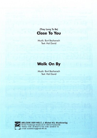 Bacharach Burt: Close To You + Walk On By