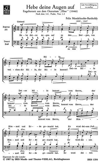 F. Mendelssohn Bartholdy: Hebe Deine Augen Auf (Elias Op 70)