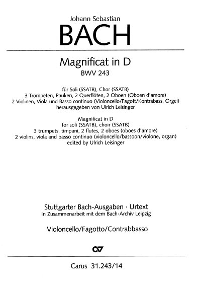 J.S. Bach: Magnificat in D BWV 243, 5GsGch5OrchB (VcKb)