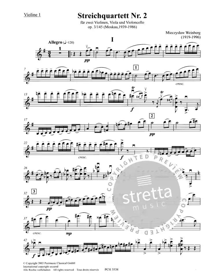 M. Weinberg: Streichquartett Nr. 2 op. 3/1, 2VlVaVc (Stsatz) (1)