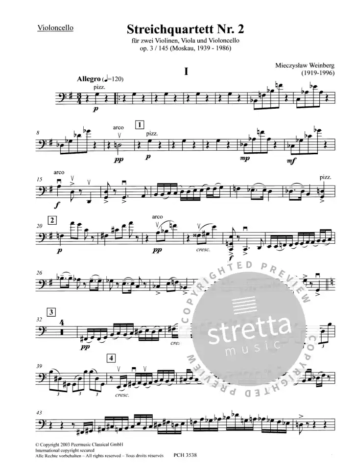 M. Weinberg: Streichquartett Nr. 2 op. 3/1, 2VlVaVc (Stsatz) (4)