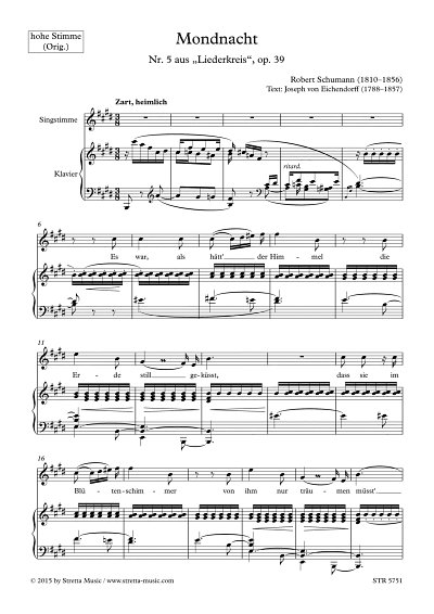 DL: R. Schumann: Mondnacht, Singstimme (hoch), Klavier