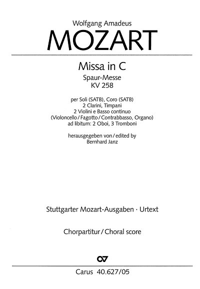 W.A. Mozart: Missa in C KV 258, 4GesGchOrch (Chpa)