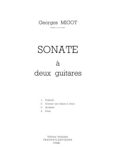 G. Migot: Sonate For Two Guitars (Bu)