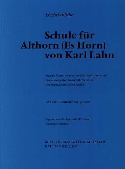 K. Lahn: Leichtfassliche Schule für Althorn (E, Ahrn/Hrn(Es)