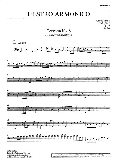 A. Vivaldi: Concerto a-Moll op. 3/8 RV 522, Vc (Vc)