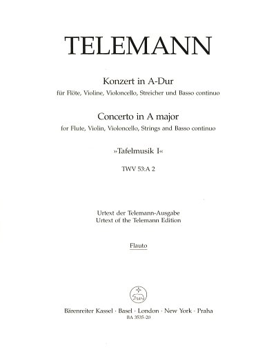 G.P. Telemann: Konzert A-Dur für Flöte, Violine, , FlVlStrBc