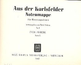 Peuerl Paul: Suite 10 Aus Der Karlsfelder Notenmappe
