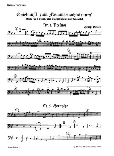 H. Purcell: Spielmusik zum Sommernachtstra, StroBc;Bl (VcKb)