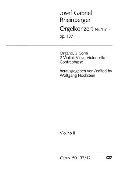 AQ: J. Rheinberger: Orgelkonzert Nr. 1 in F op. 1,  (B-Ware)